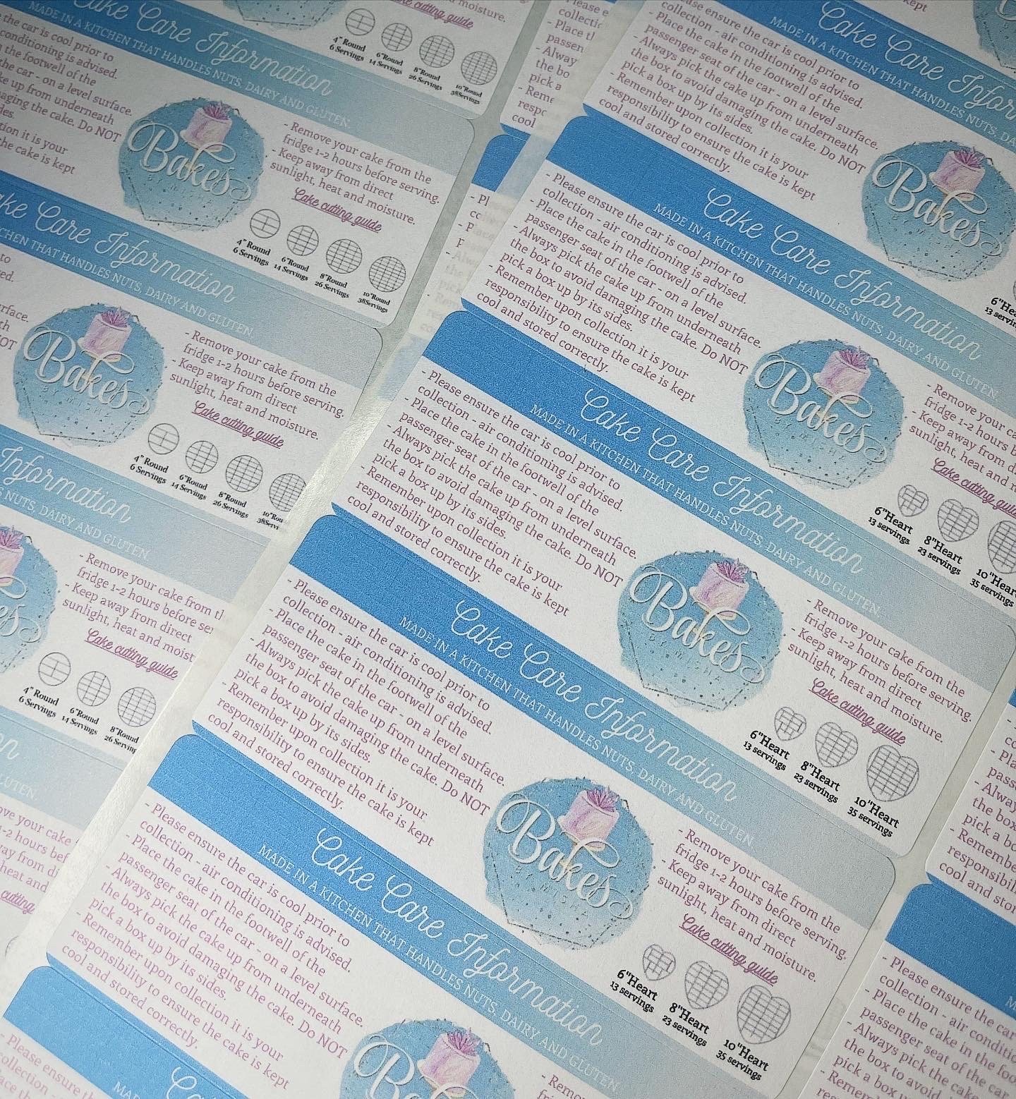 Personalised Cake Care Gloss Stickers & Heart Cake cutting Guide - Image 2