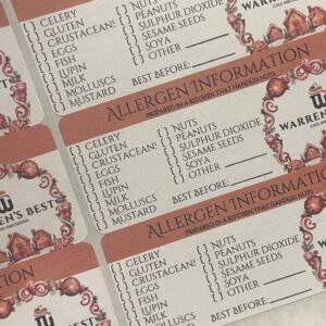 Personalised Christmas Allergen Stickers