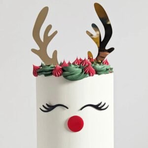 Acrylic Reindeer Cake Set - Antlers, Nose & Eyelashes