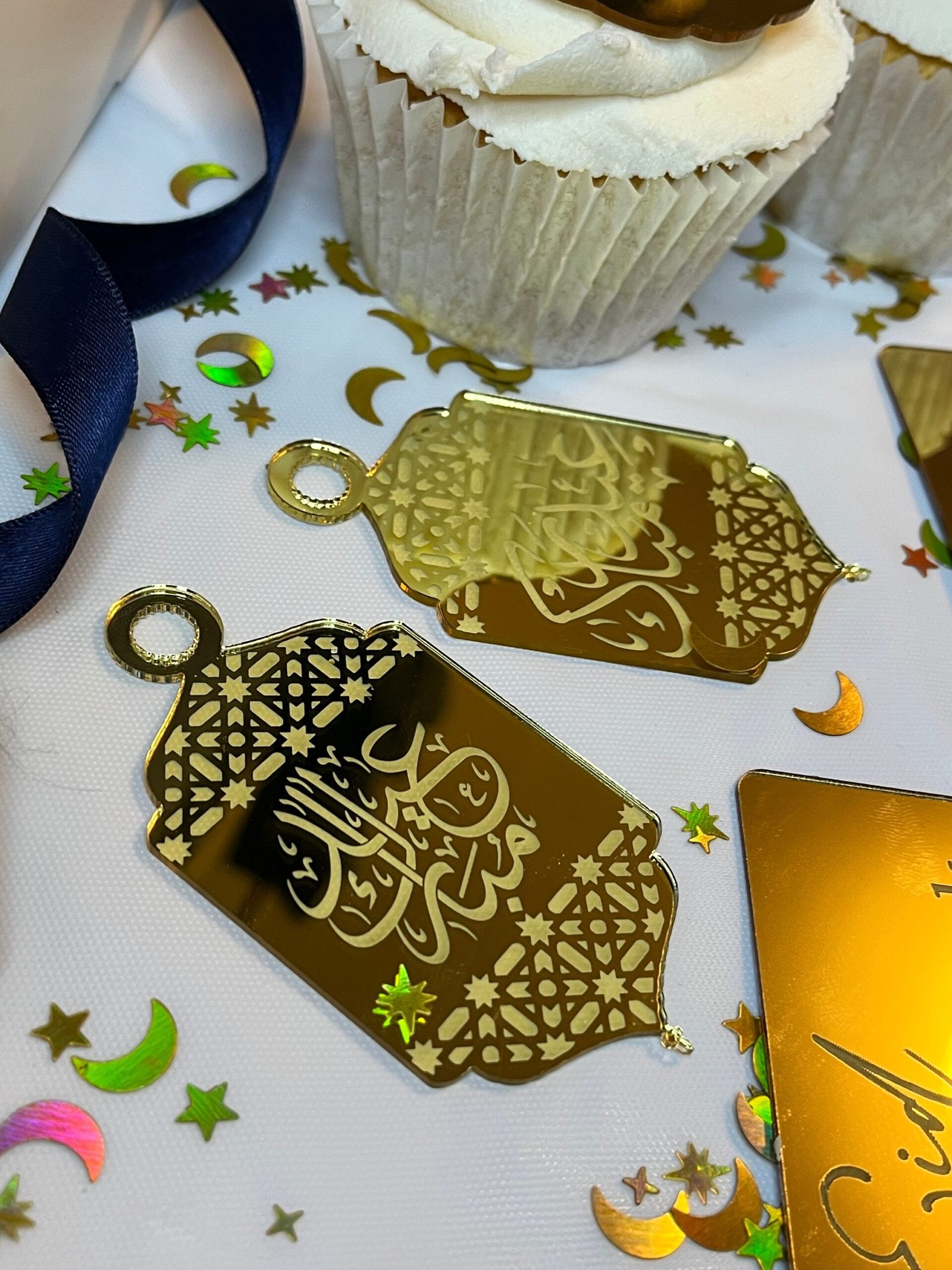 Eid Mubarak gold acrylic tag arabic script - Image 3