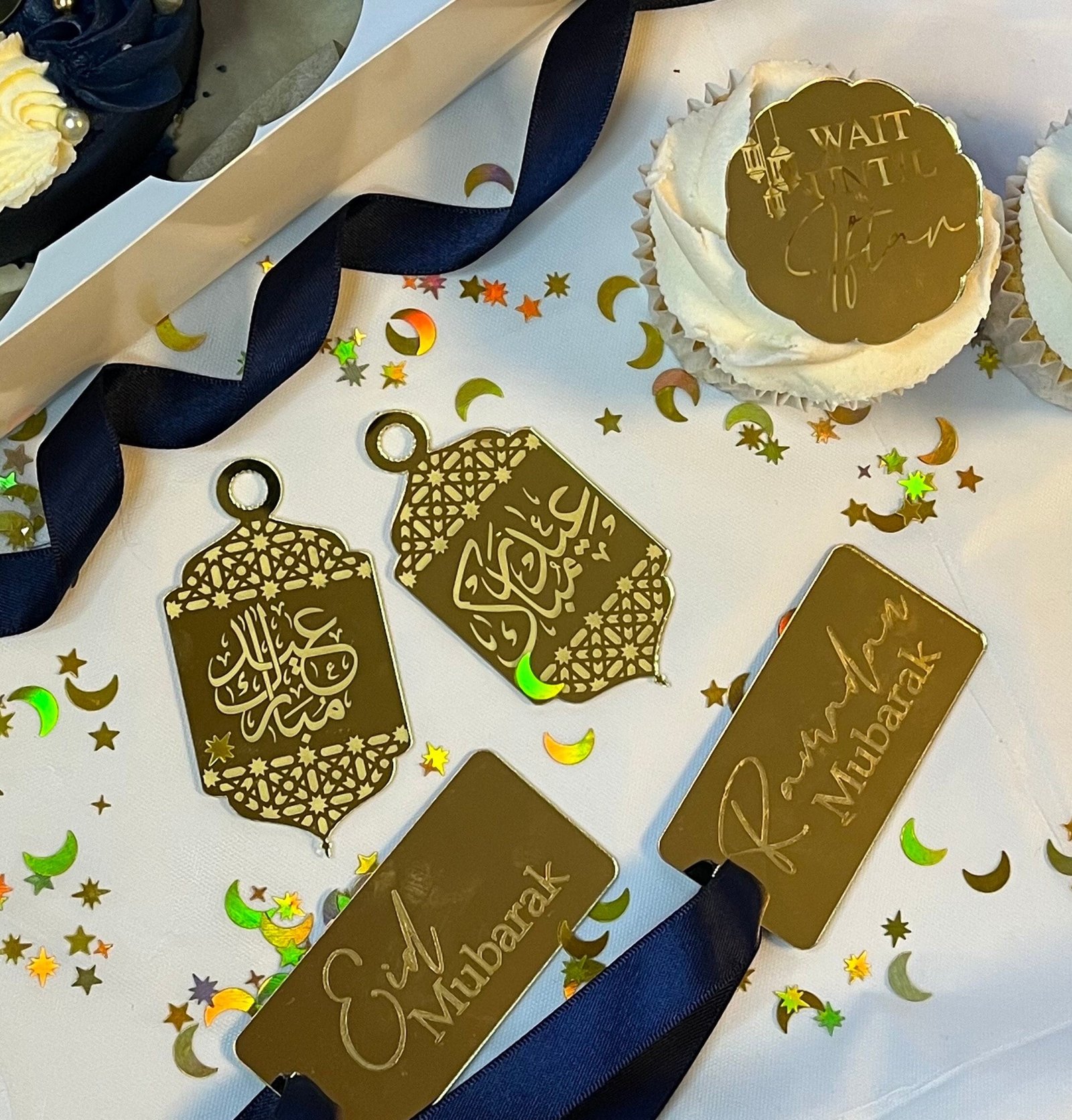 Eid Mubarak gold acrylic tag arabic script - Image 2