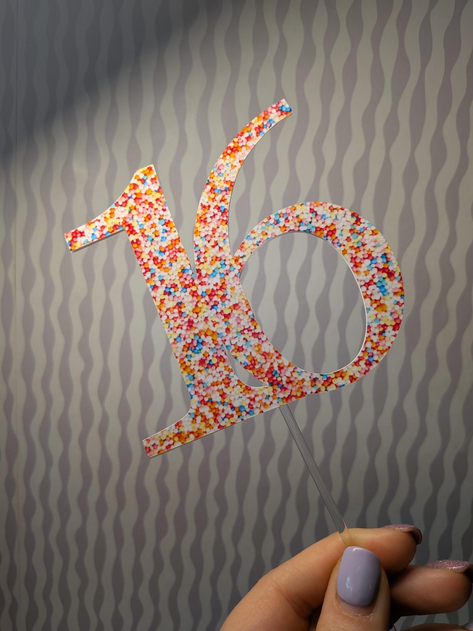 Personalised Layered Sprinkle Style Printed Topper - Any Age / Number - Customisable - Double Sided, Hundreds and Thousands Cake Topper
