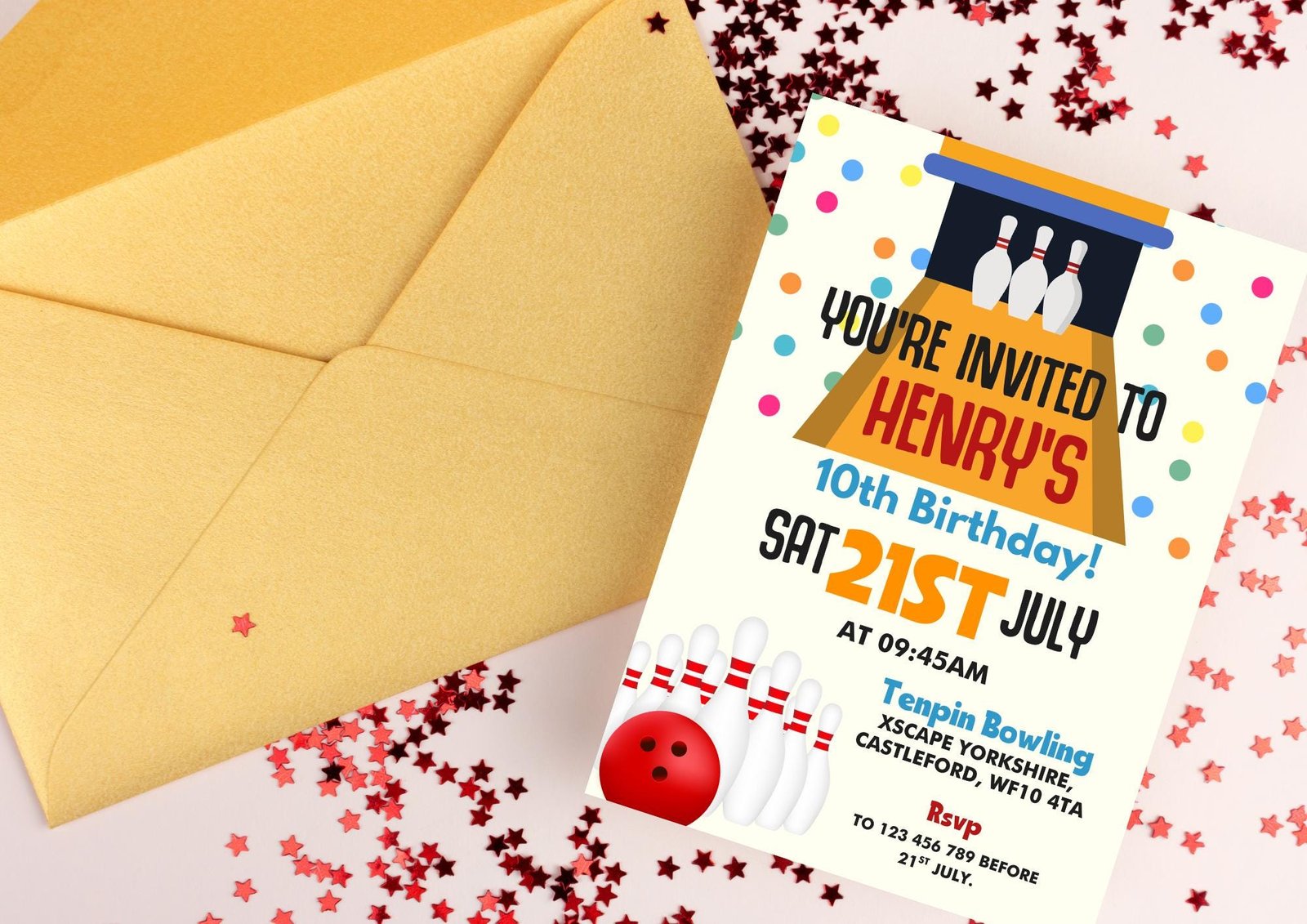 Bowling Birthday Party Invitation - Image 3
