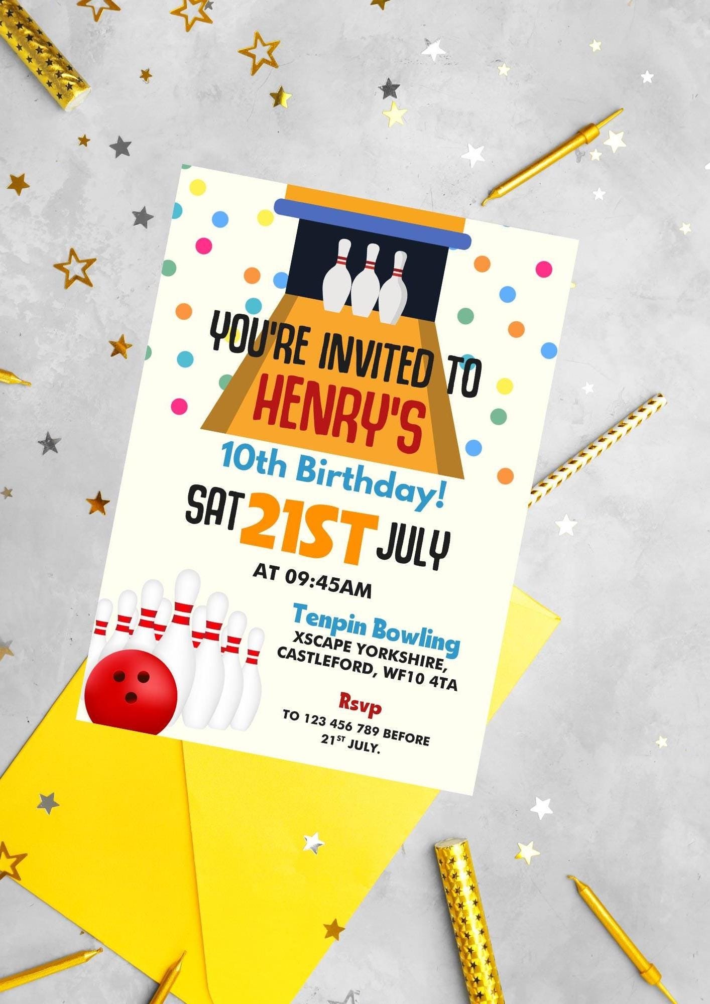 Bowling Birthday Party Invitation