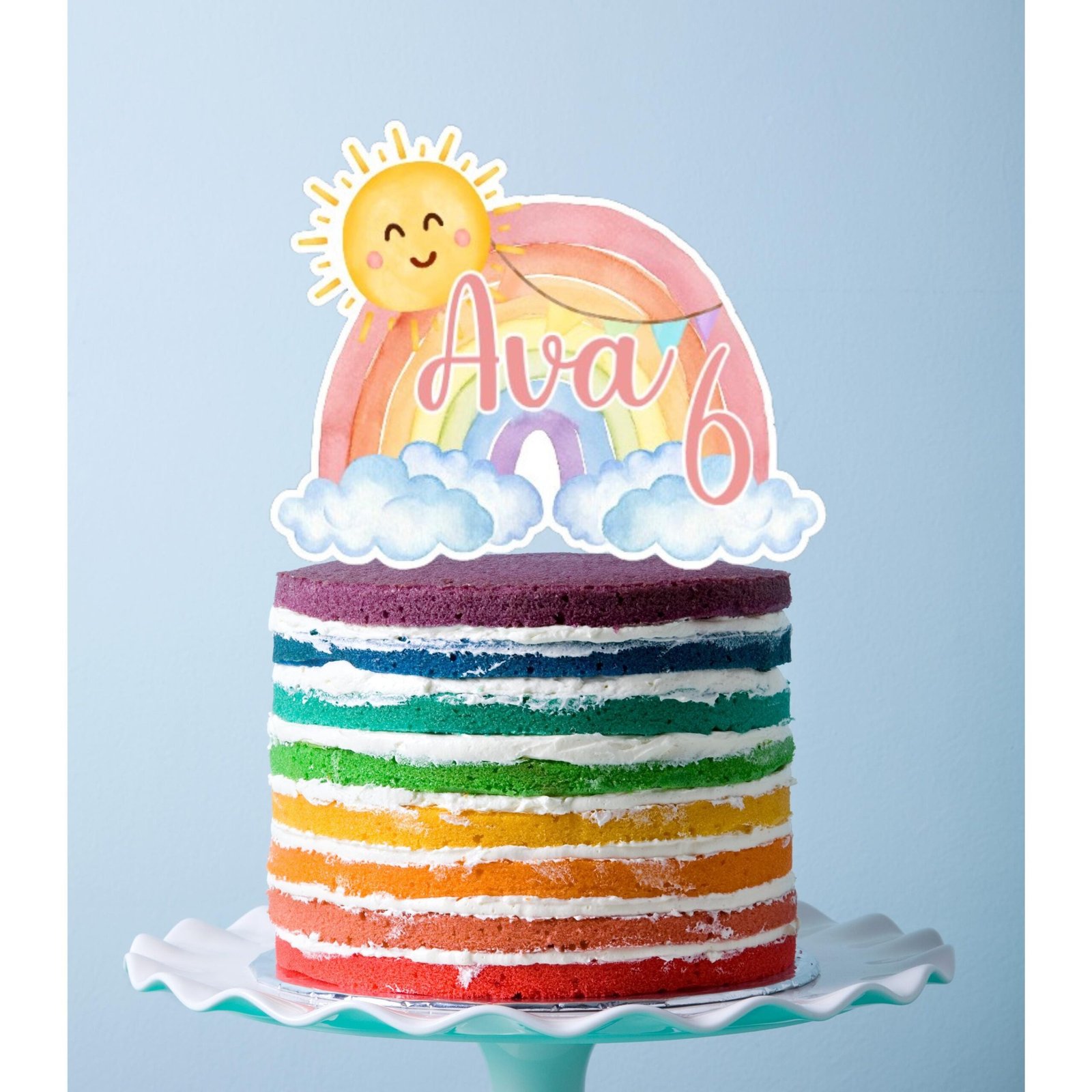 Watercolour Rainbow Cake Topper
