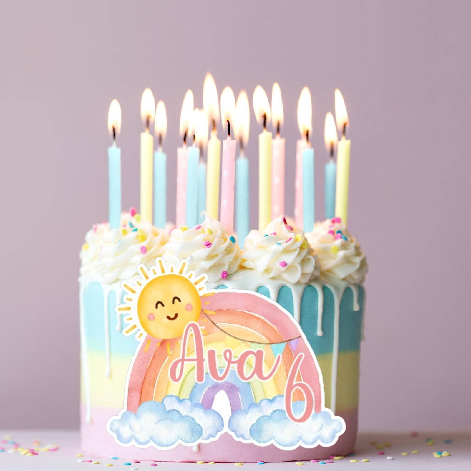 Watercolour Rainbow Cake Topper - Image 3