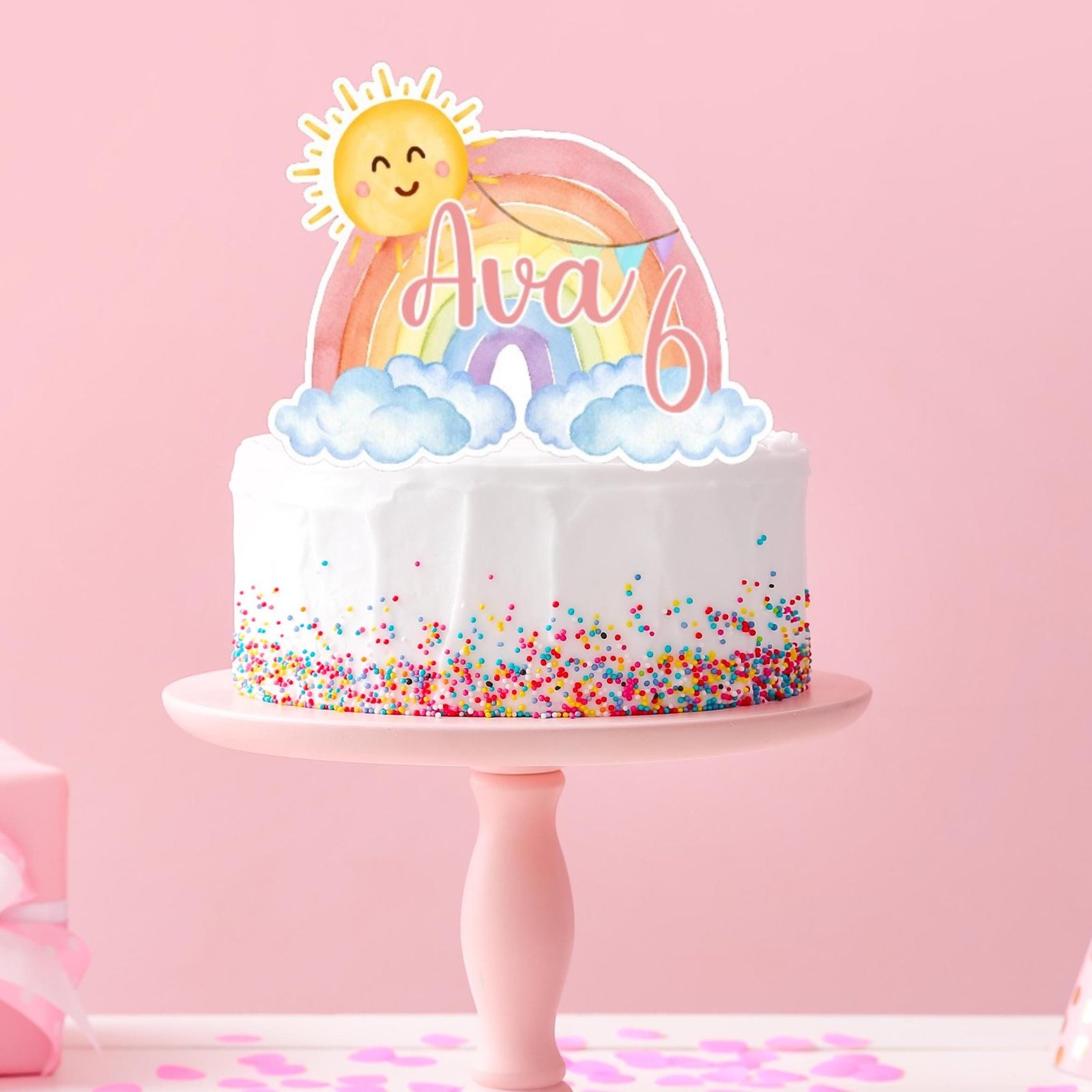 Watercolour Rainbow Cake Topper - Image 2