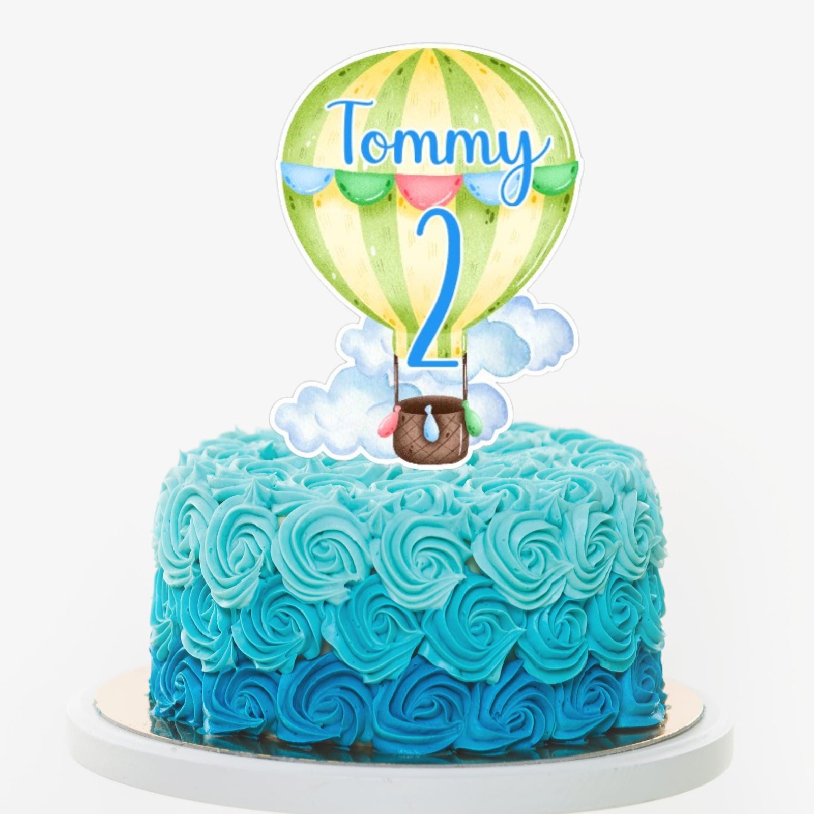 Watercolour Hot Air Balloon Cake Topper