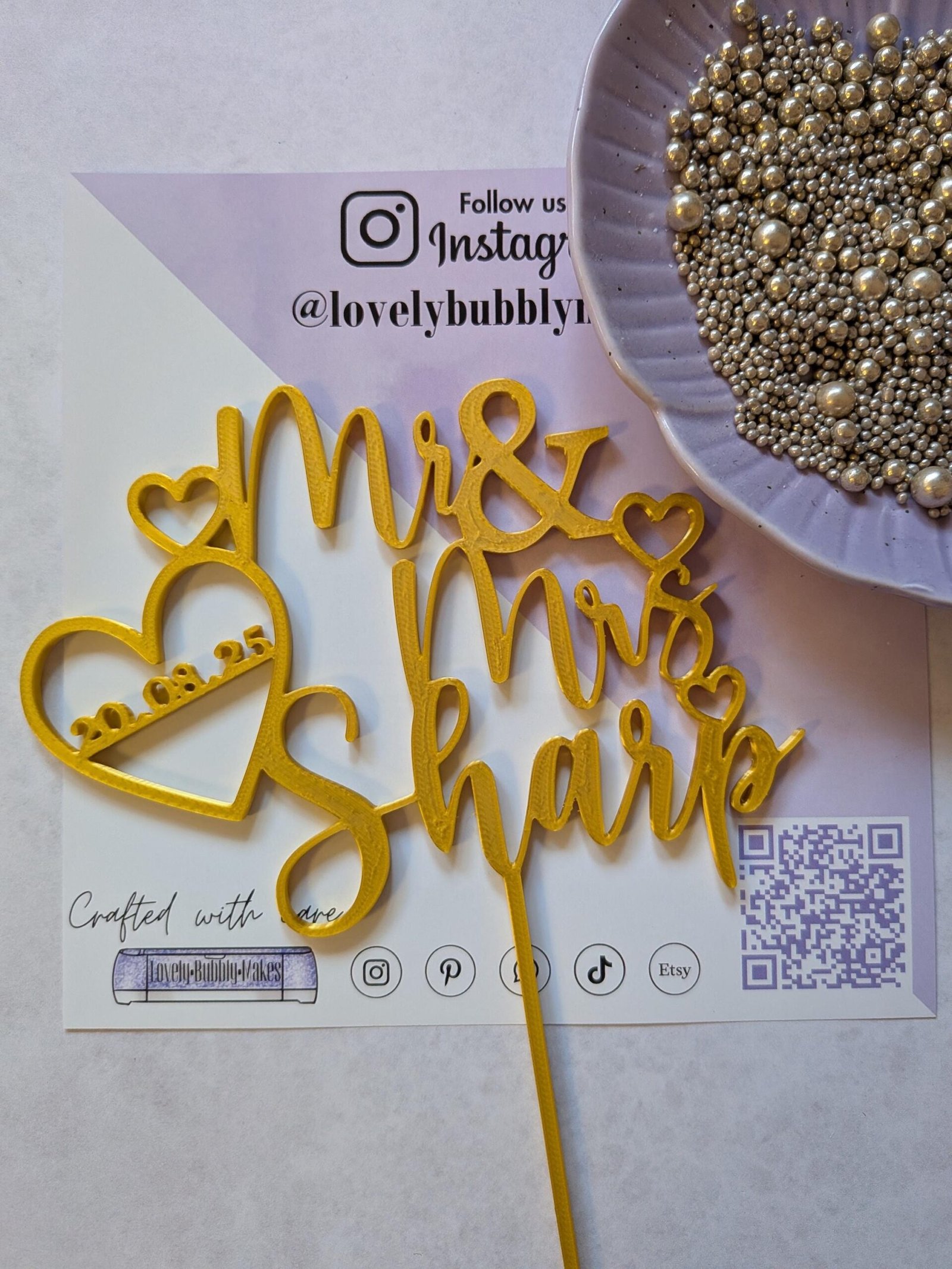Acrylic Mr & Mrs Name & date topper