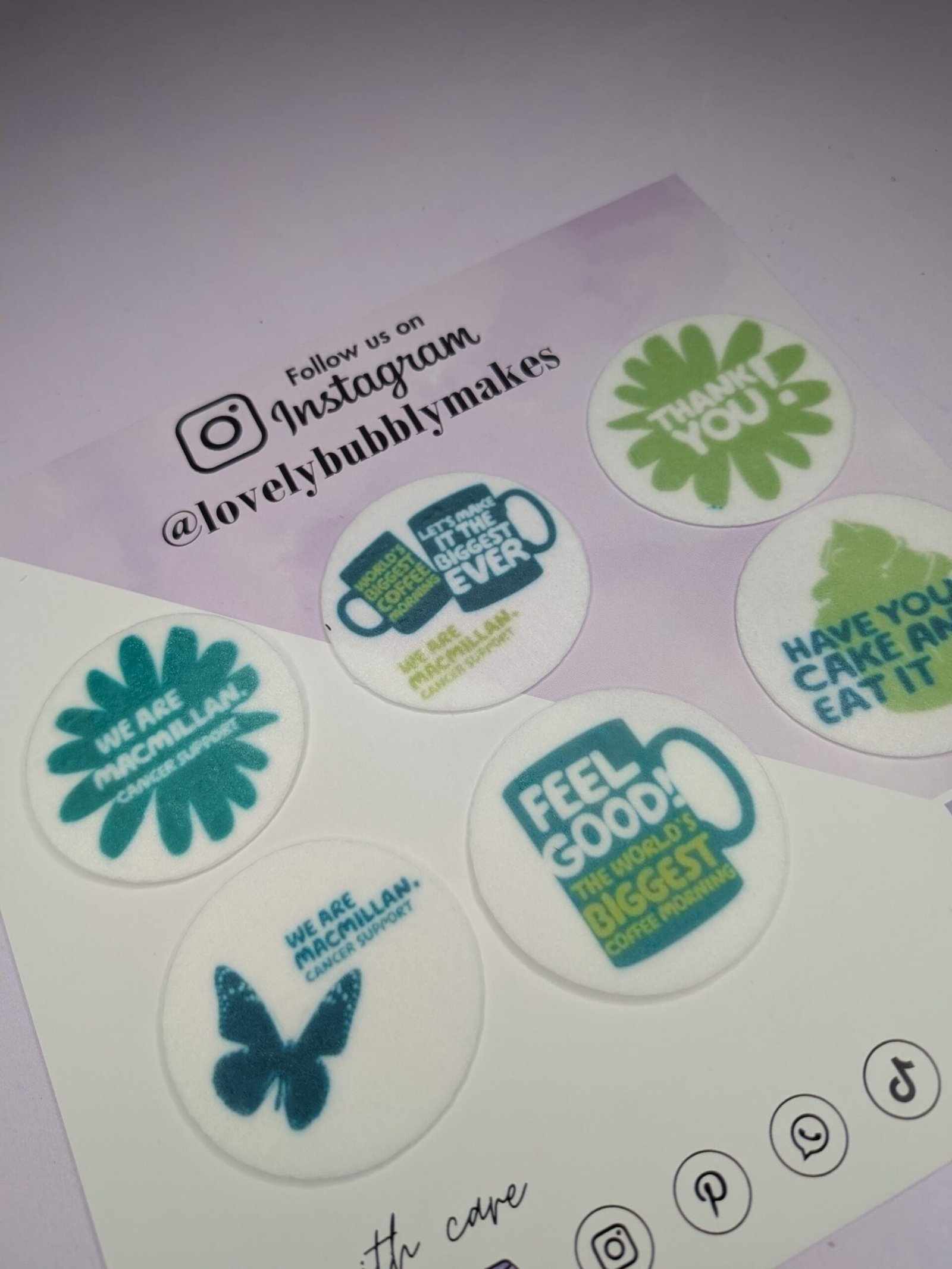Macmillan Cancer Coffee Morning Edible Toppers - Image 2
