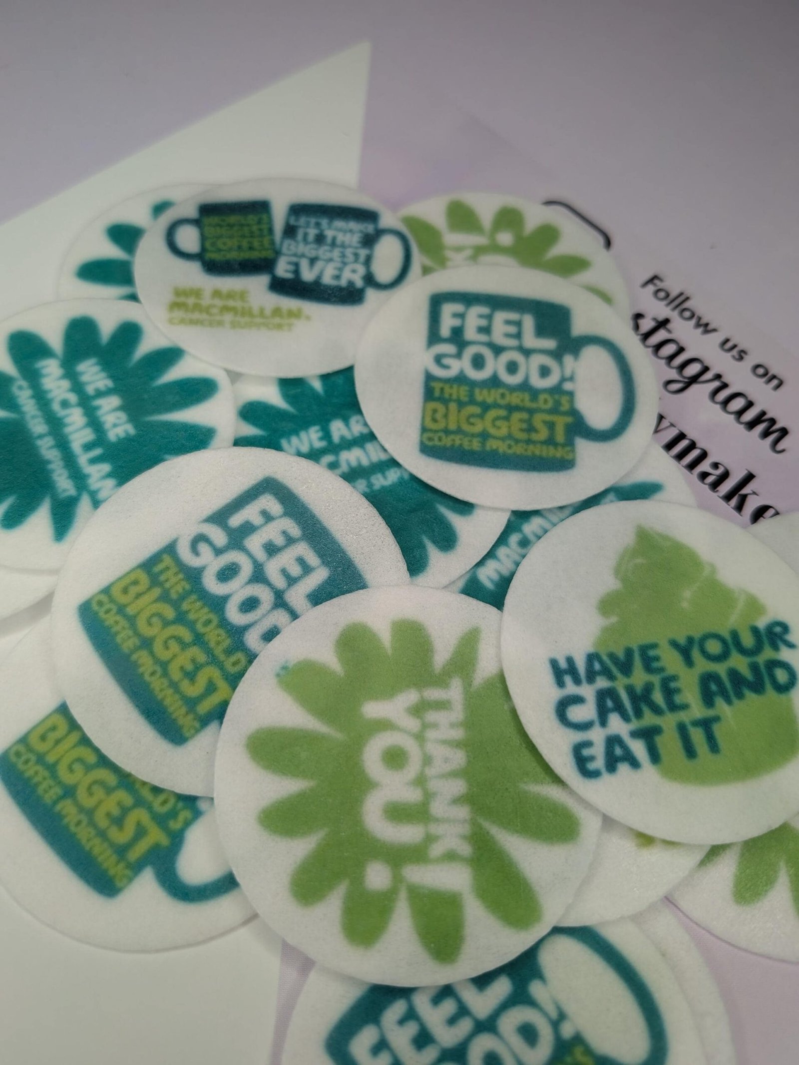 Macmillan Cancer Coffee Morning Edible Toppers